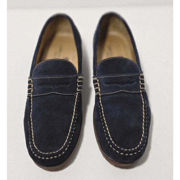 Martin Dingman Countrywear Men’s Size 9 M Suede Leather Penny Loafer Navy Blue - Picture 2 of 10